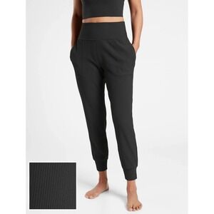Athleta Salutation Rib Jogger Pants Pockets Women's Small 981585 O1228H Black